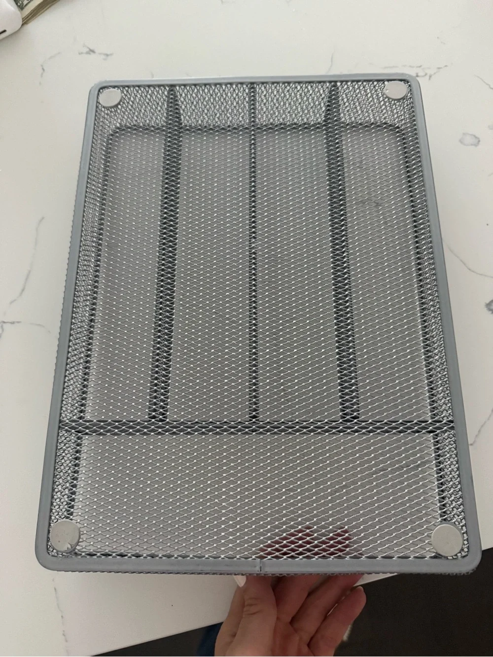Skim Metal Mesh cutlery Organizer Tray - Gray